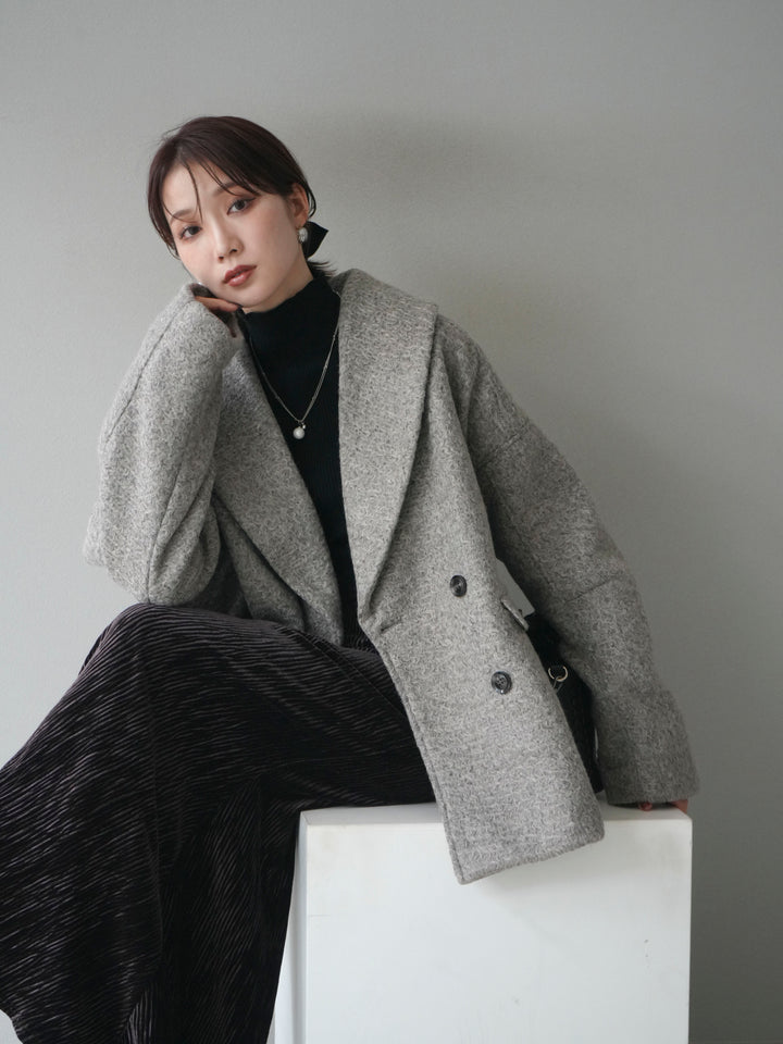 [予約]ロービング襟付きミドルコクーンコート/brown