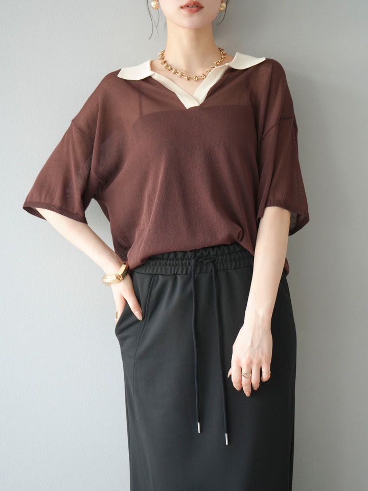 [予約]シアーポロニットプルオーバー/ブラウン