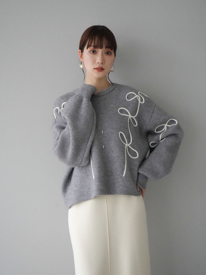 [予約]スクエアネックニットワンピース/アイボリー