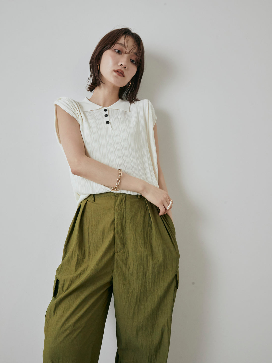 [予約]ランダムリブポロニットベスト/オフ