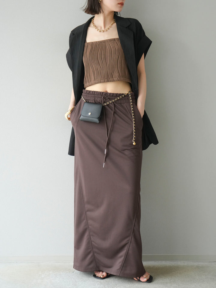 [予約]スウェットロングスカート/ブラウン