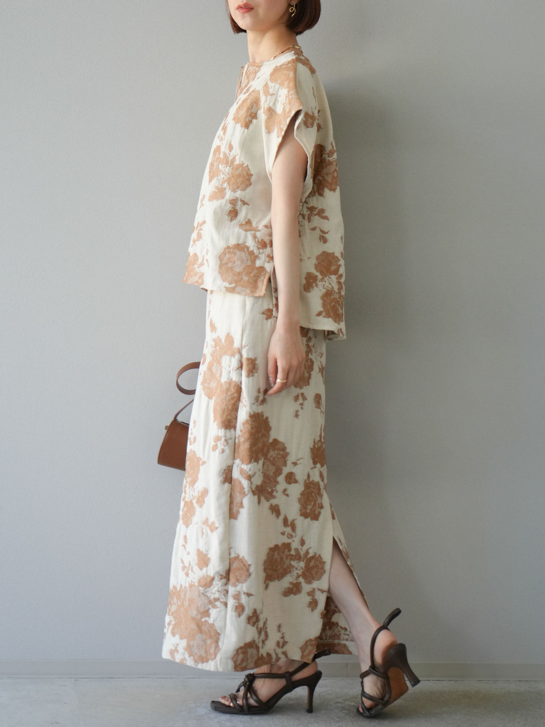 [予約]ジャガードIラインスカート/ベージュ