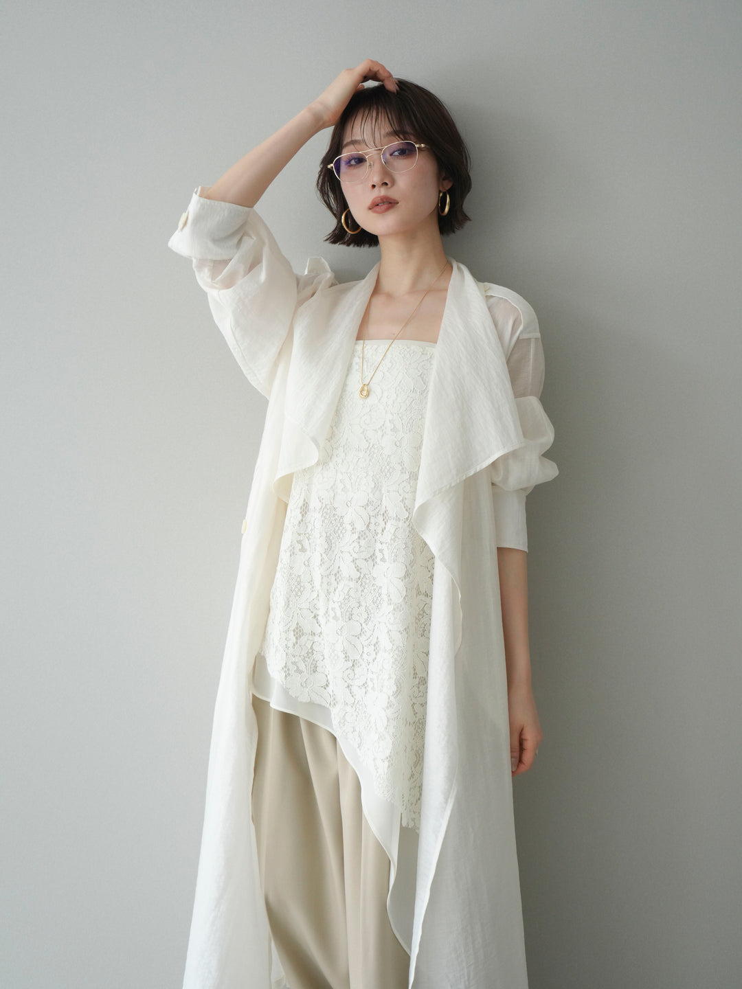 [予約]シアートレンチロングコート/ivory