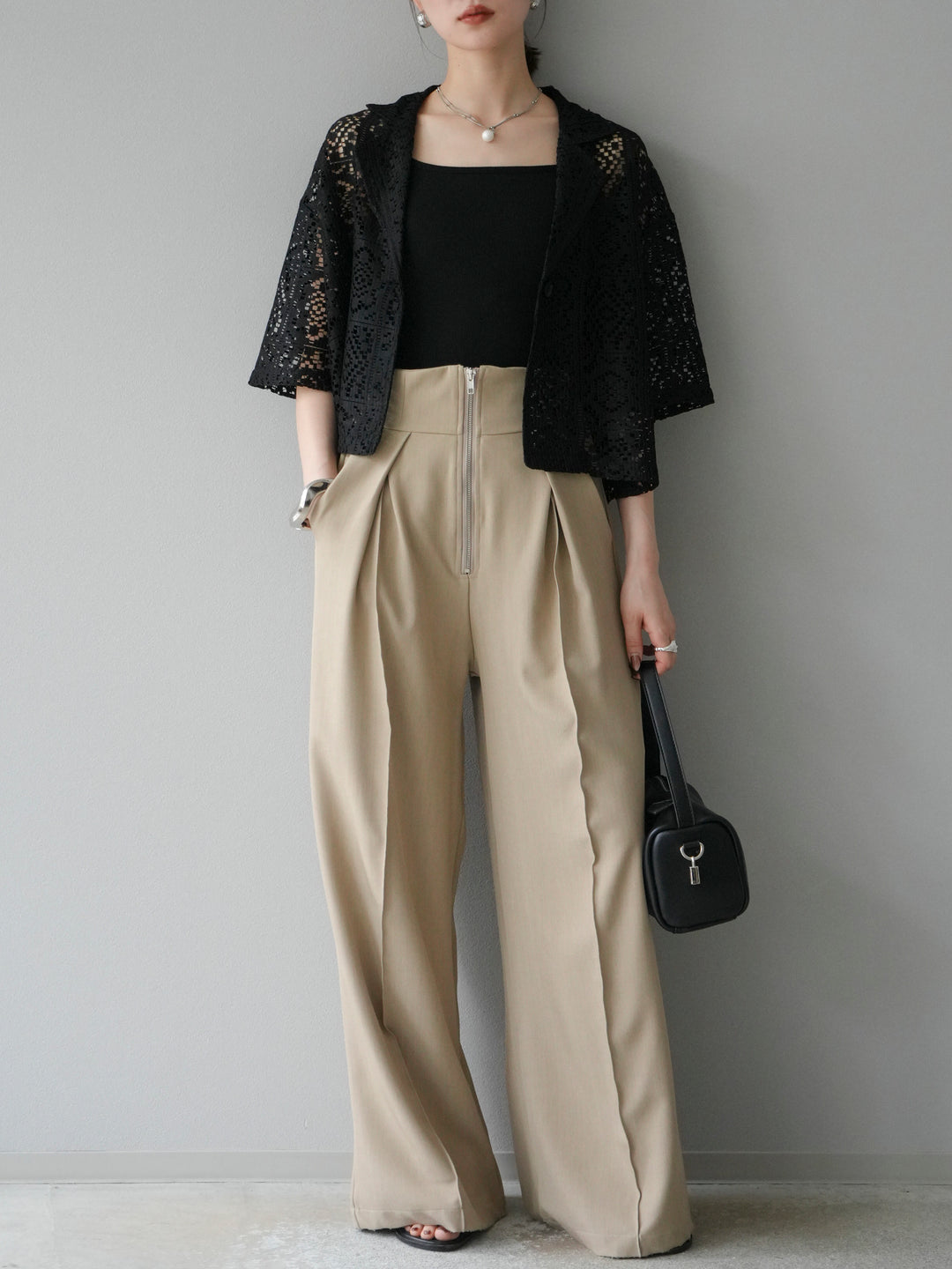 [予約]レースハーフショートジャケット/ブラック