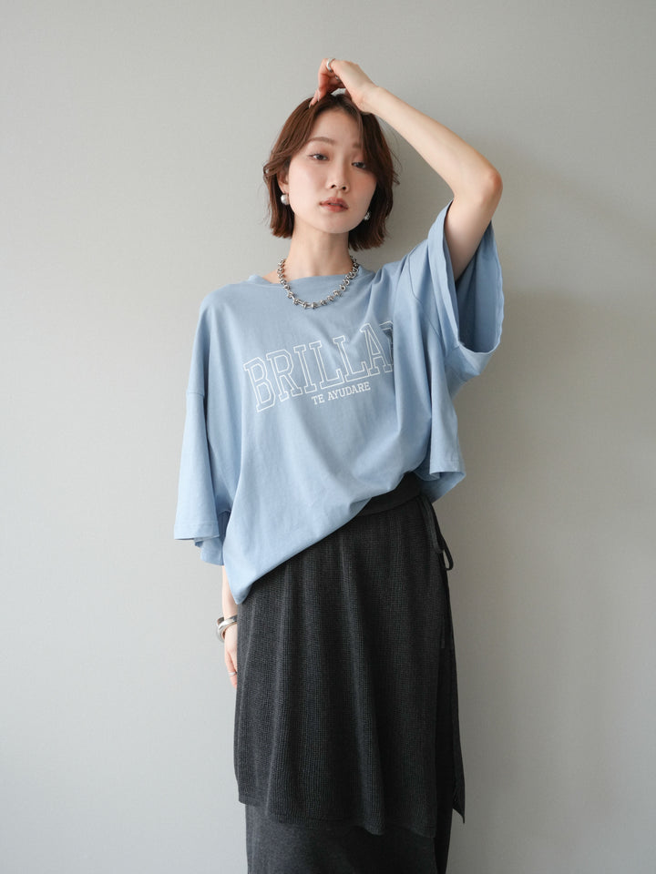 [SET]ボックスシルエットロゴTEE+レイヤードラップニットスカート(2set)