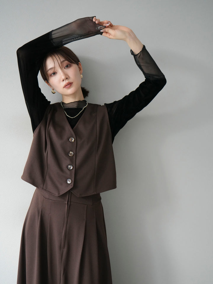 [予約]ポンチノーカラーベスト/ブラウン