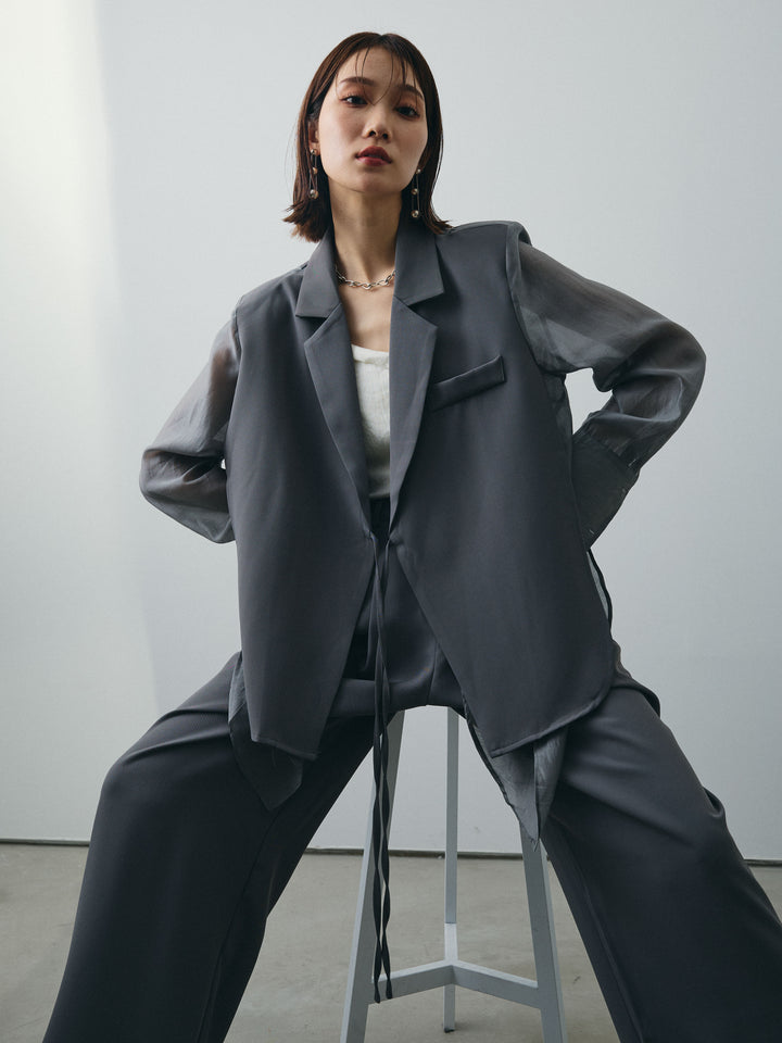 [SET]シアー切替テーラードジャケット+シアー切替テーラードジャケット(2set)