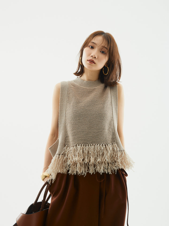 【Allure】[SET]フェザーヤーンニットベスト+フェザーヤーンニットベスト(2set)