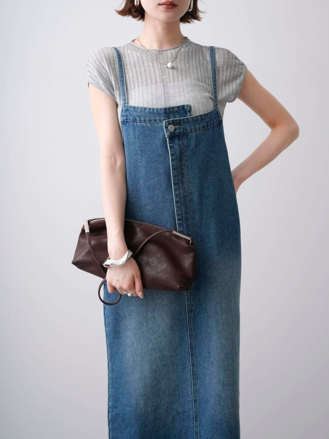 [予約]シアーリブフレンチニットトップス/grey