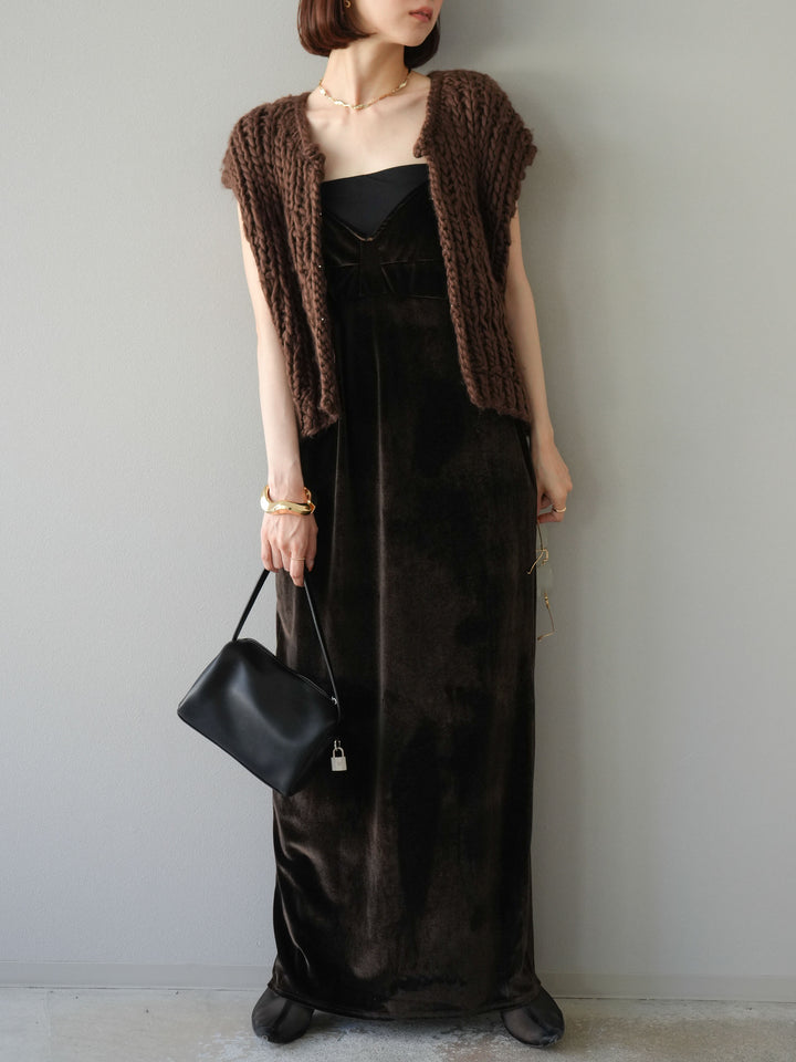 [予約]ハンドニットローピングベスト/ブラウン