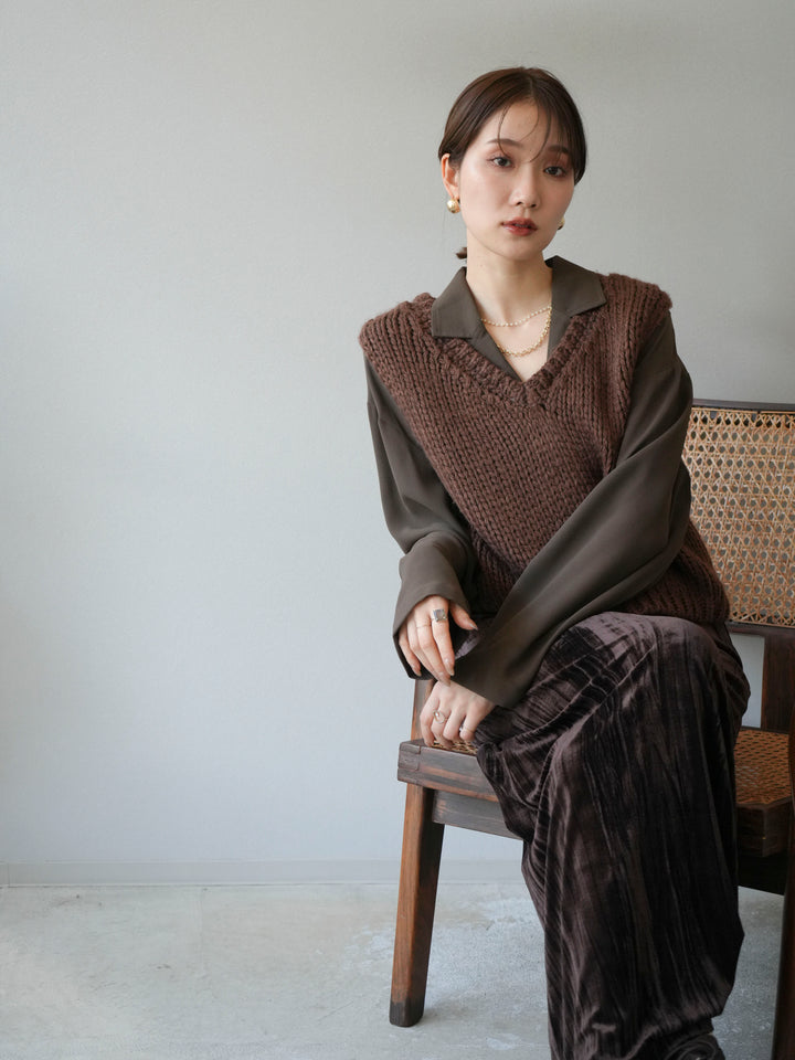 [予約]レーヨンライクショートジャケット/モカ