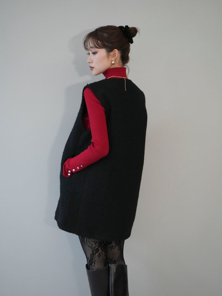 [予約]ミックスループヤーンニットミニワンピース/black