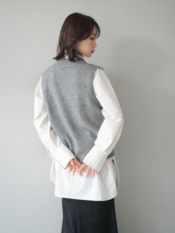 [予約]スカーフ付きニットベスト/gray