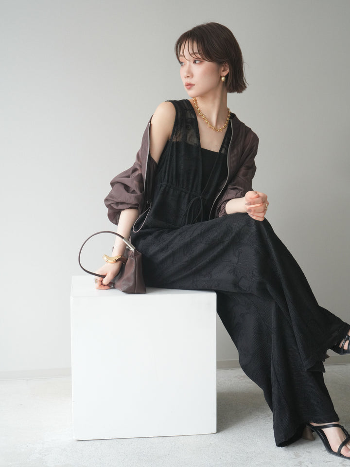 [SET]レース刺繍サロペット+ドロストシアーブルゾン(2set)