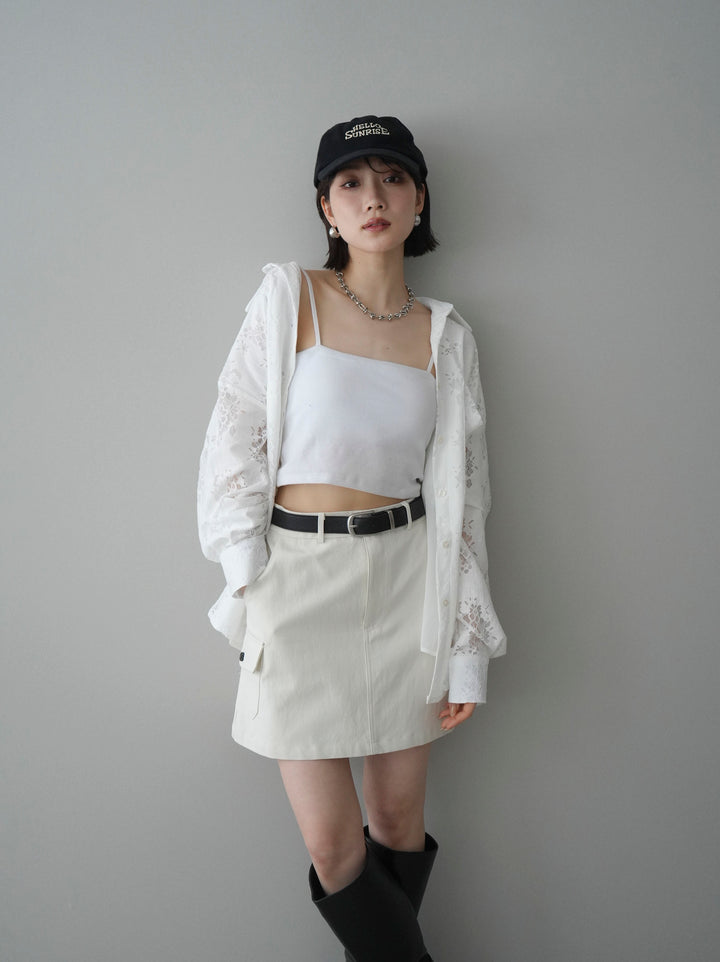 [予約]ジャガードレースオーバーシャツ/white