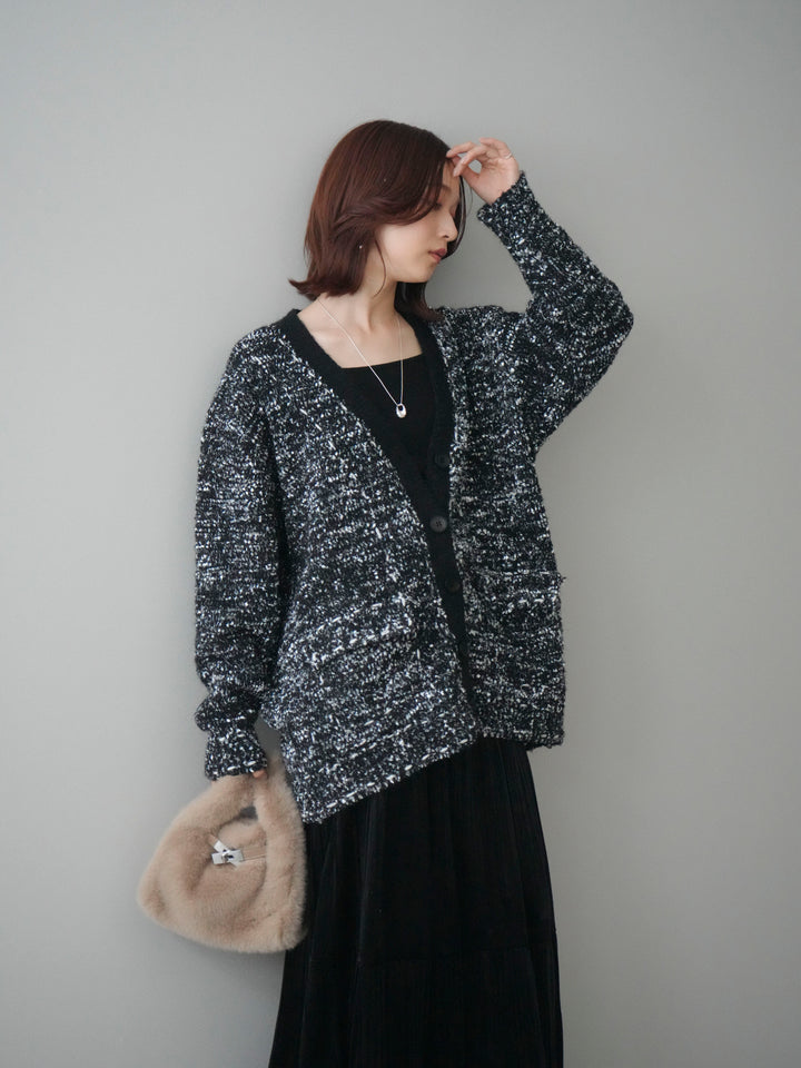 [予約]モールネップニットカーディガン/black