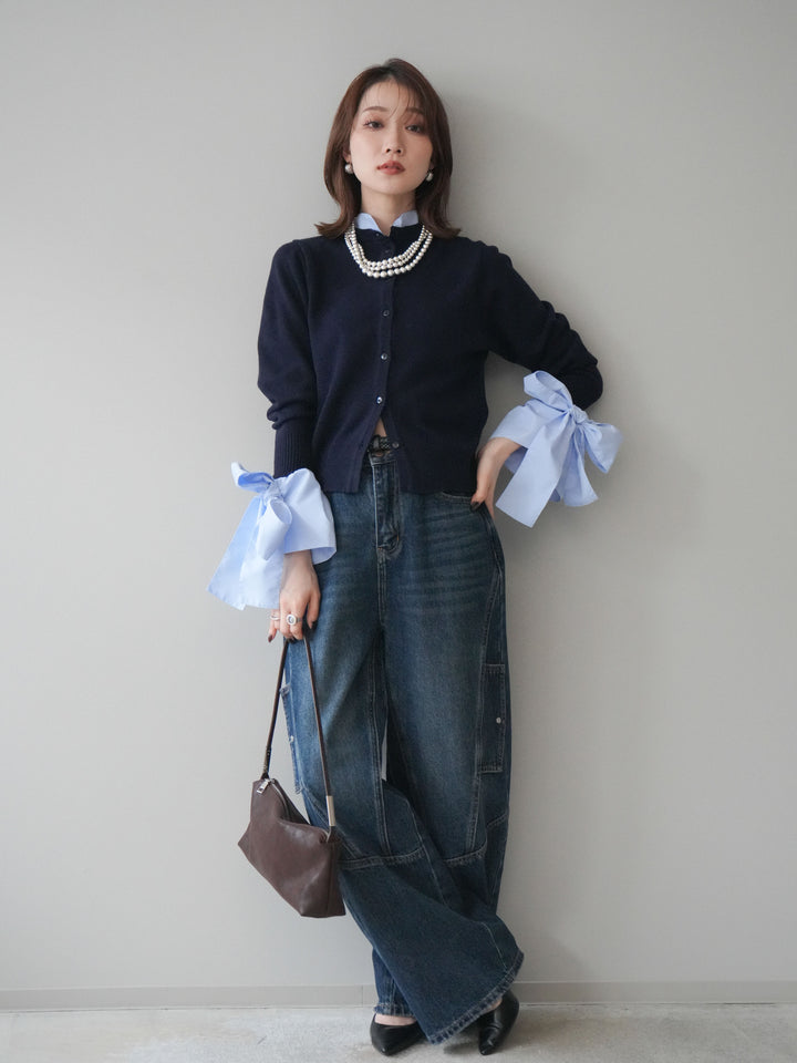 [予約]カーゴデザインコクーンデニムパンツ/navy