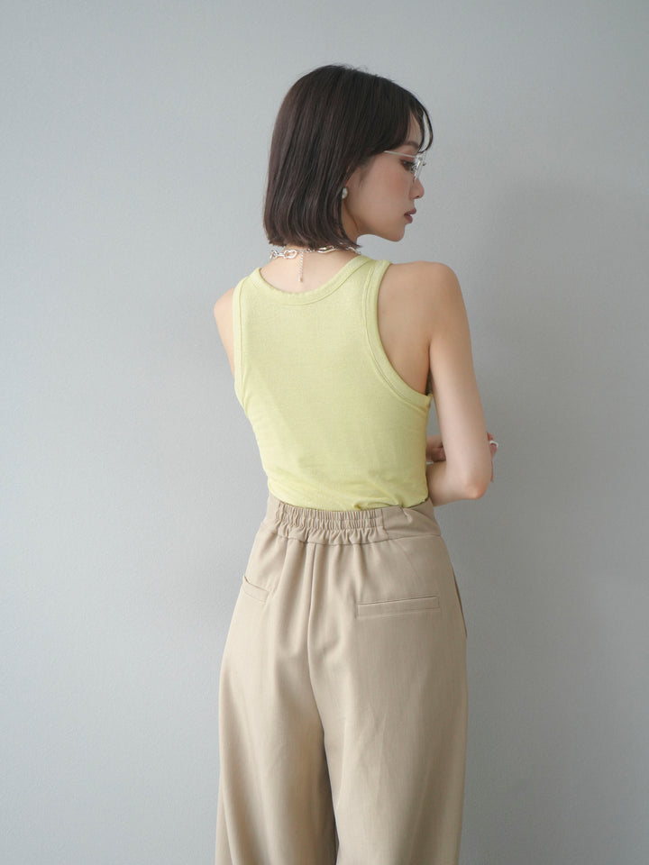 [予約]カップ付きラメアメスリブラトップ/イエロー