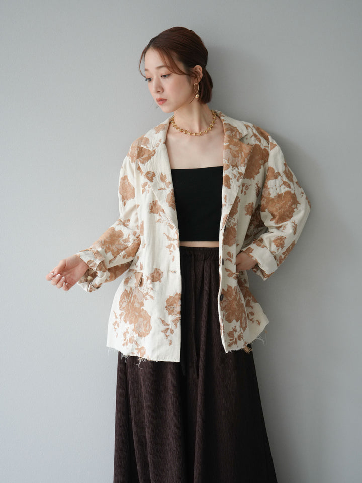 [予約]ジャガードカットオフジャケット/ベージュ