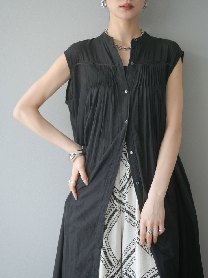 [予約]インド製コットンボイルワンピース/ブラック