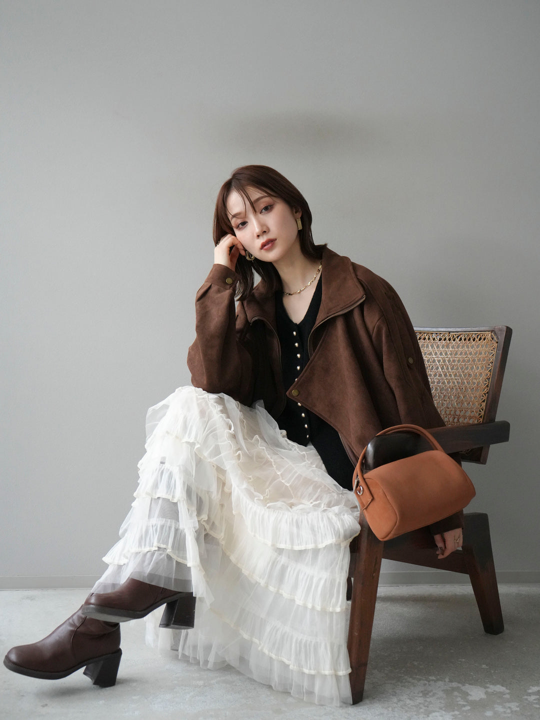 [予約]スエードライダースジャケット/ブラウン