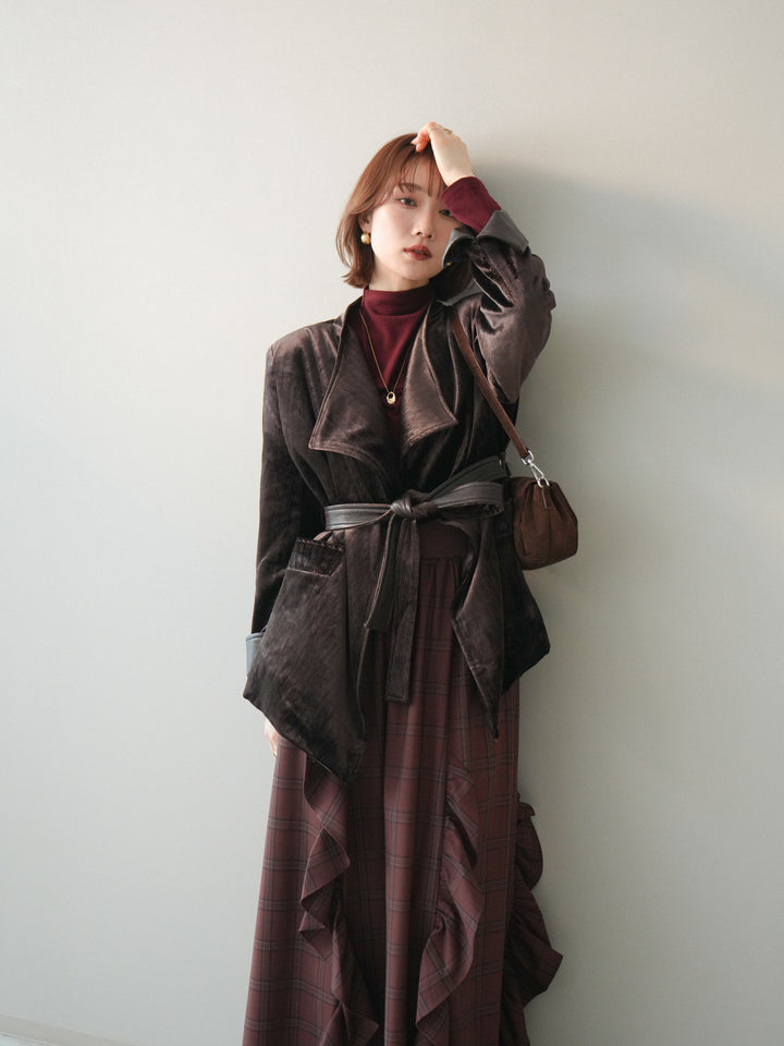 [20%オフ]ベロアガウンジャケット/brown