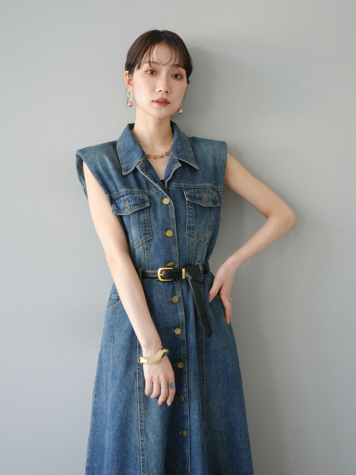 【預購】束帶牛仔襯衫裙/藍色