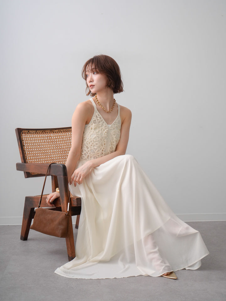 [予約]クロシェシフォンキャミワンピース/ivory