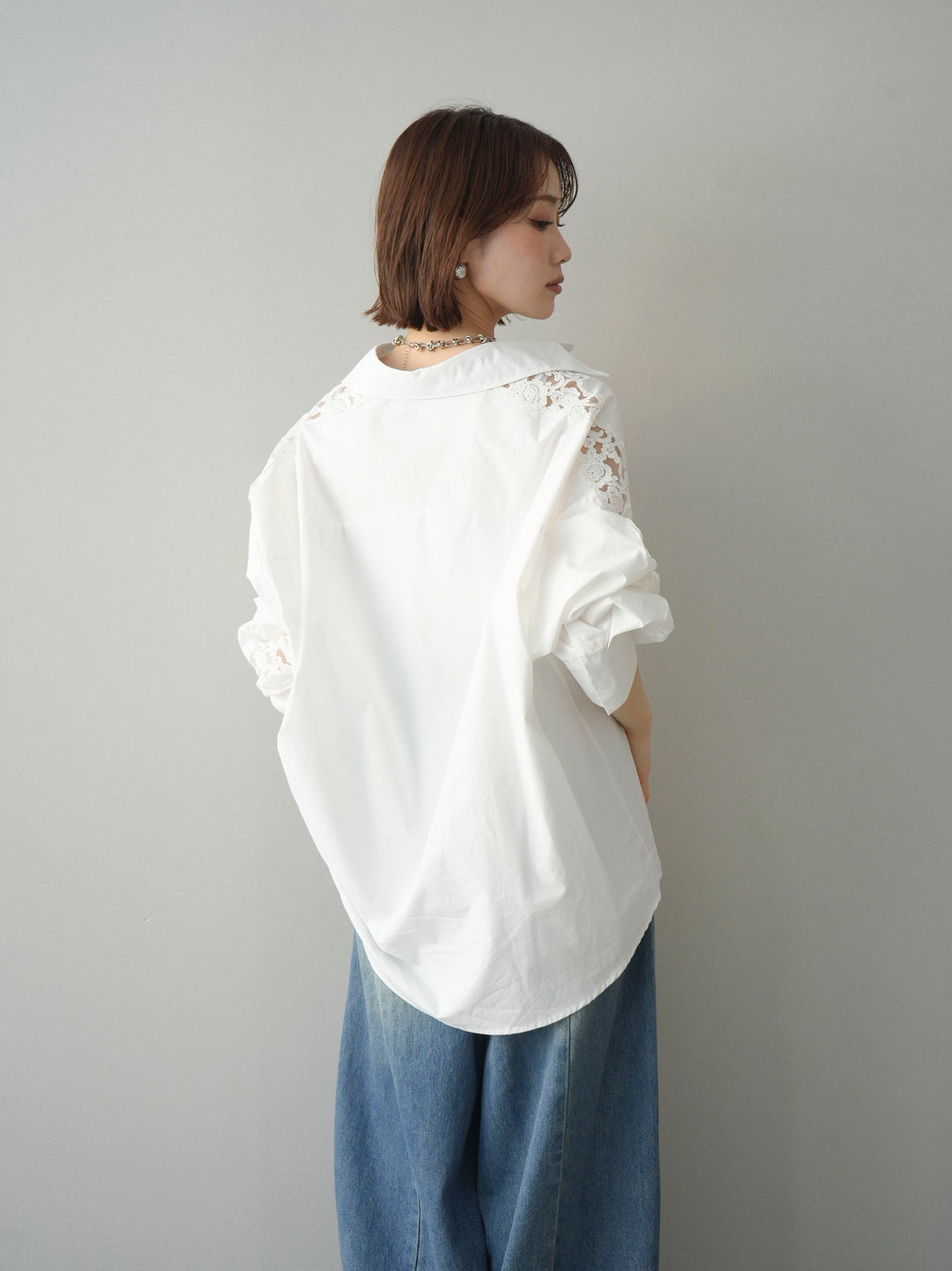 [SET]アームレースブロードシャツ+選べるアクセセット(2set)