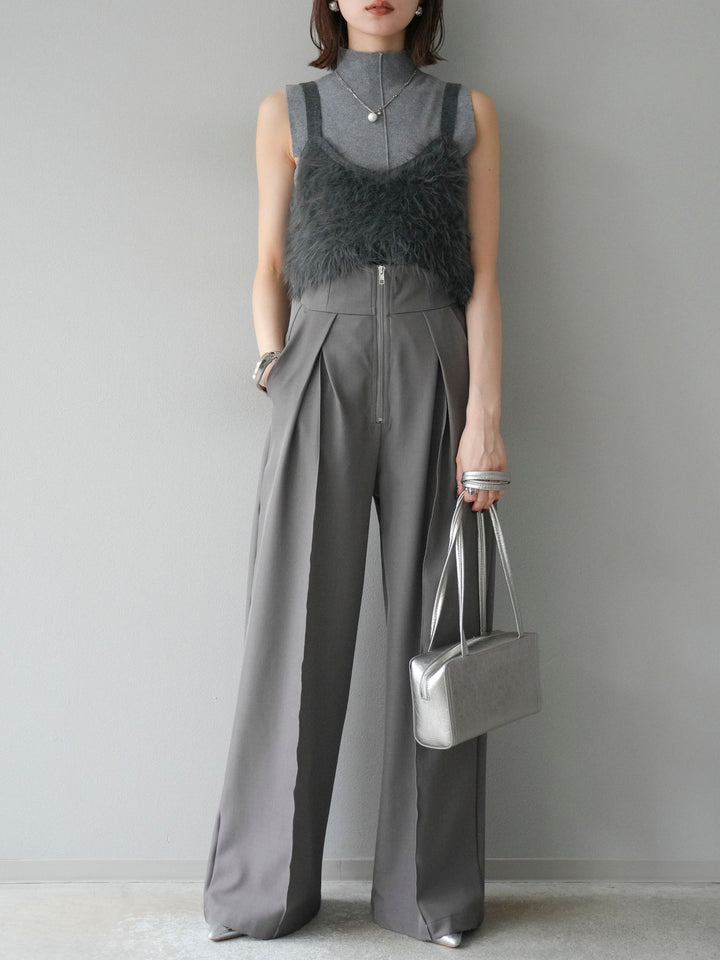 [予約]シャギーニットビスチェ/チャコール