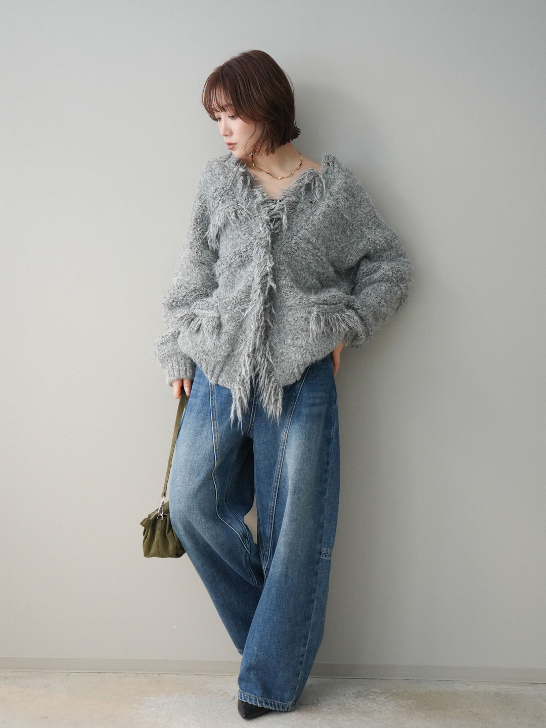 [予約]裏起毛加工デニムカーブパンツ/blue