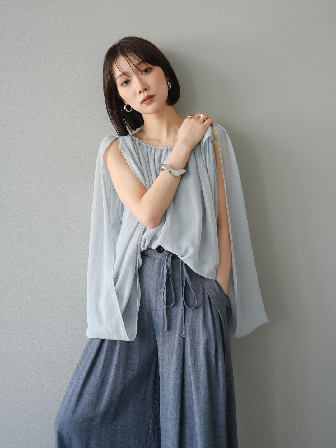 [予約]ラメシアーバルーントップス/ブルー