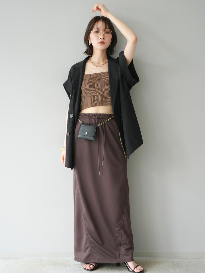 【預購】波浪滾邊杯裸色吊帶背心/棕色