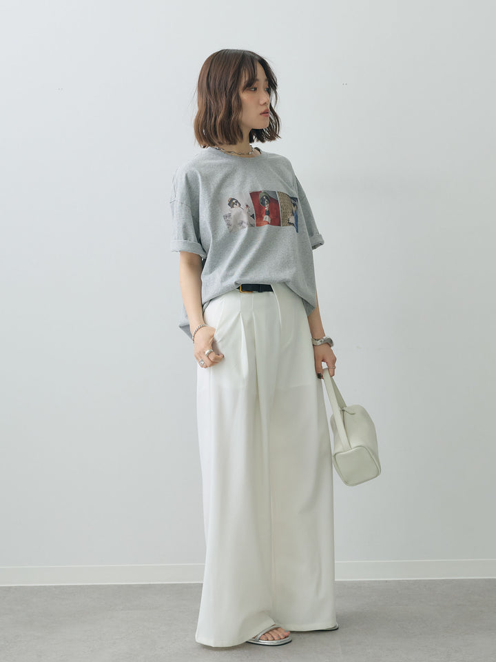 [SET]スリードッグフォトボックスTEE+アシンメトリーベルトタックワイドパンツ(2set)