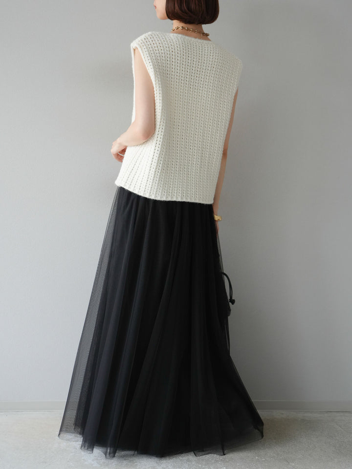 [予約]チュールボリュームスカート/ブラック