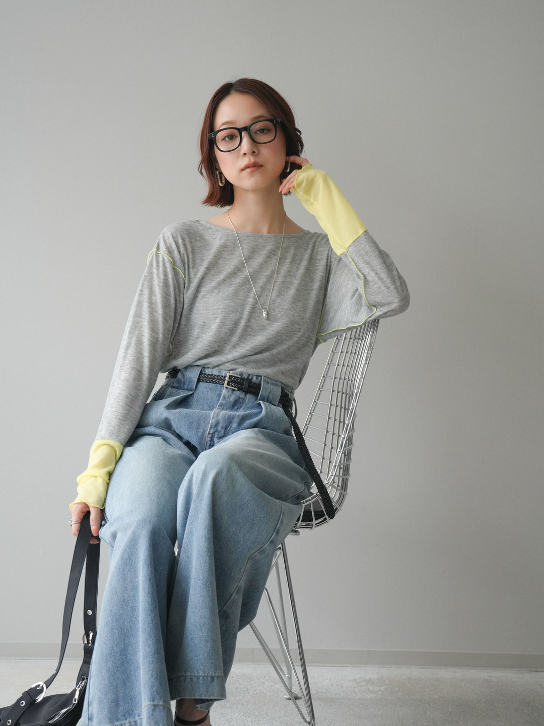 [SET]配色メロウトップス+配色メロウトップス(2set)