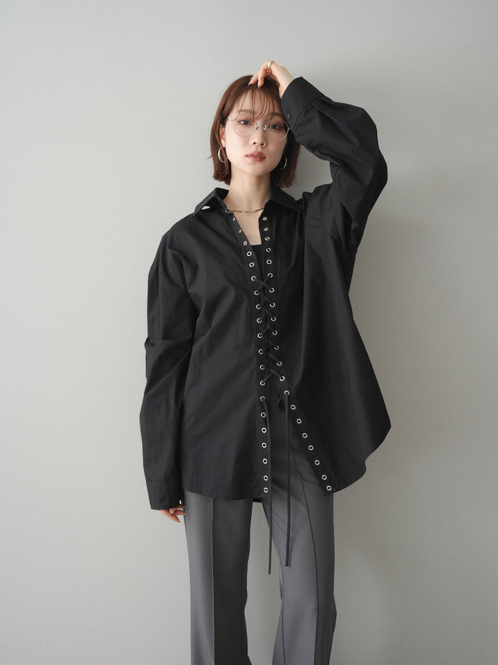 [SET]レースアップブロードシャツ+レースアップブロードシャツ(2set)