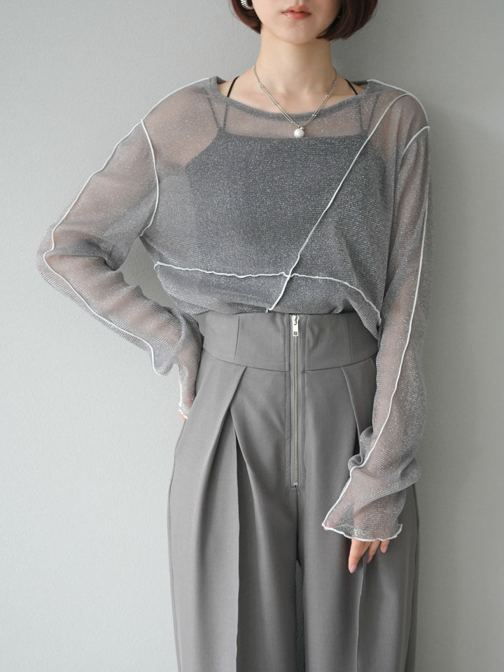 [予約]ラメシアーバイカラーメロープルオーバー/チャコール