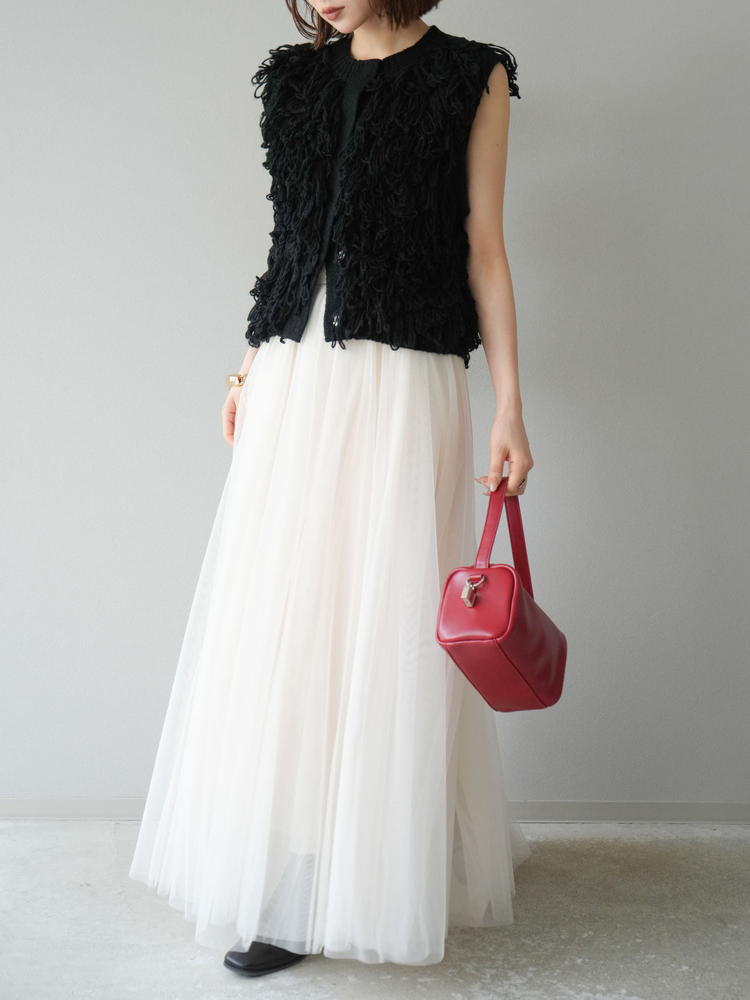 [予約]チュールボリュームスカート/アイボリー