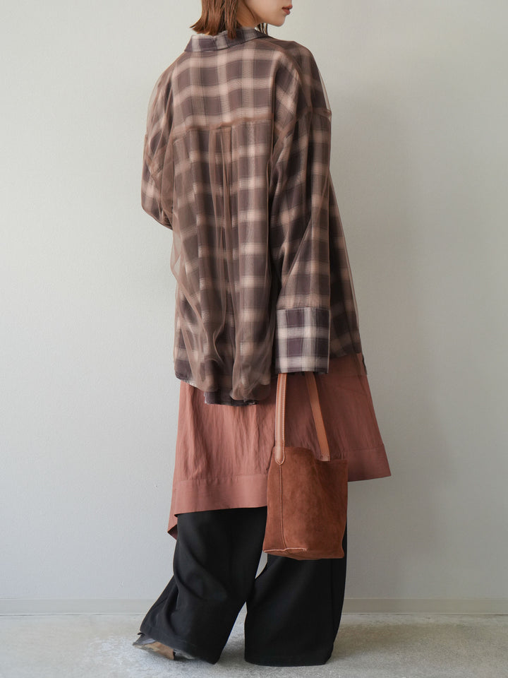 [予約]アシンメトリーレイヤードスカート/ブラウン