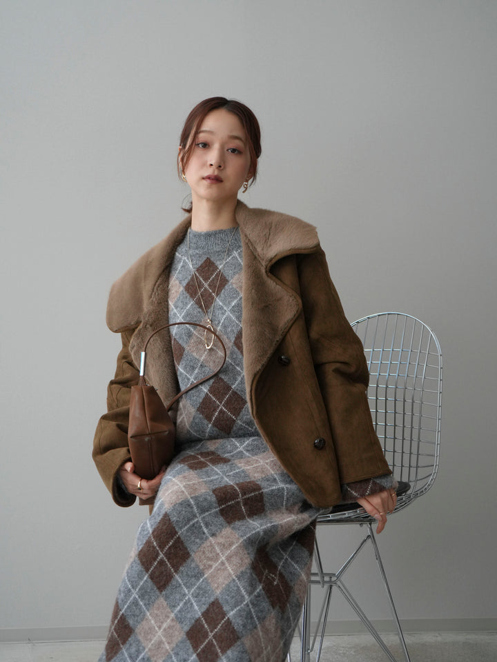 [SET]アーガイルニットプルオーバー&ロングスカートSET UP(2set)