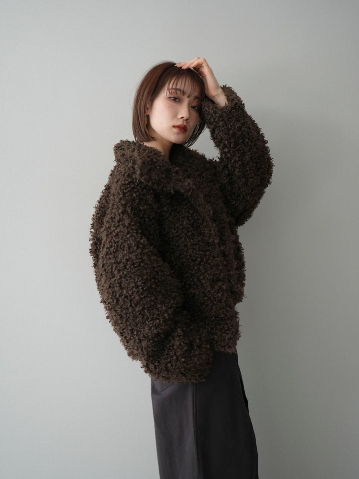 [予約]プードルファーミドルスタンドブルゾン/brown