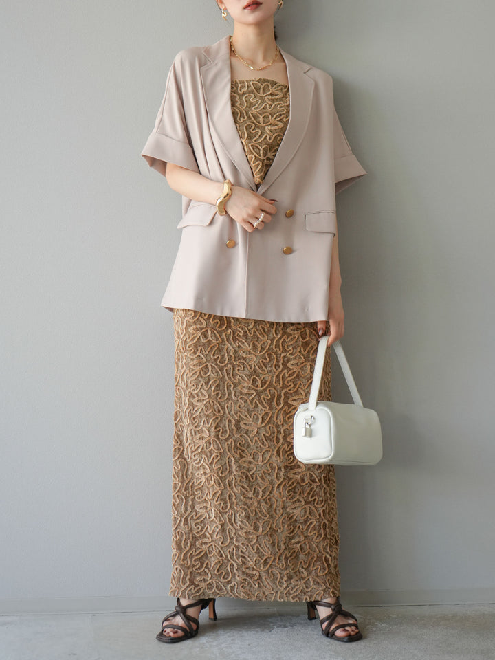 [預購] 金色扣款半身外套/米色