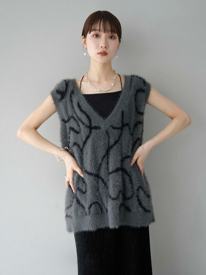 [SET]ラインシャギーニットベスト+選べるアクセセット(2set)