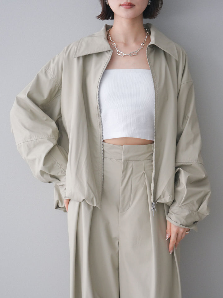 [予約]ウォッシャブルフェイクレザーバルーンジャケット/ecru