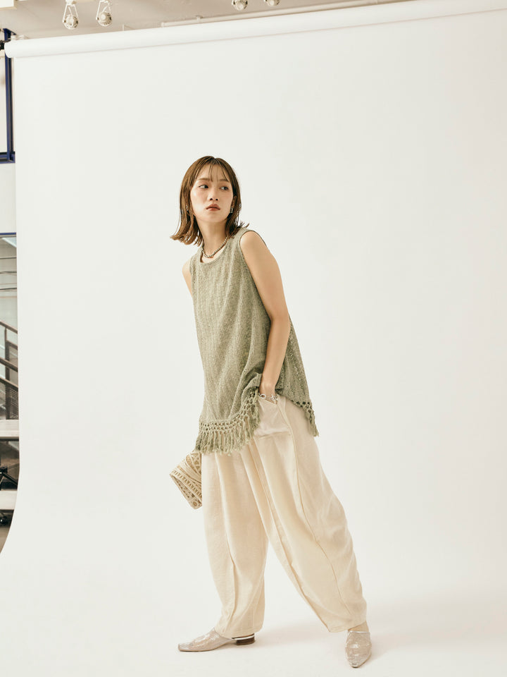 [予約]リネンライクベイカーバルーンパンツ/アイボリー