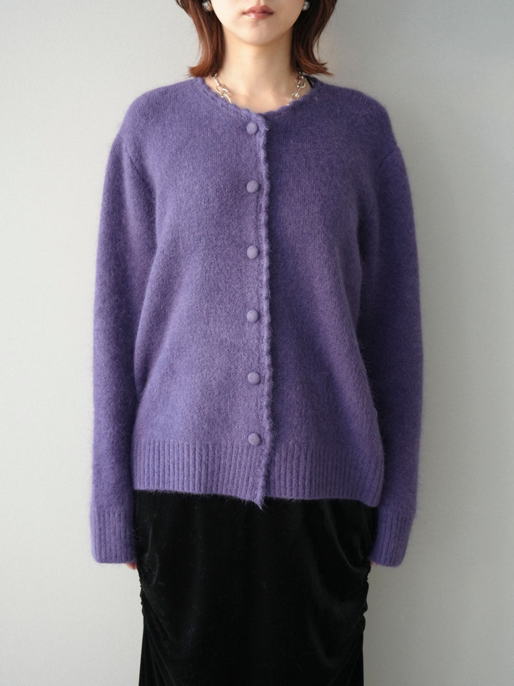 [予約]くるみボタンニットカーディガン/purple