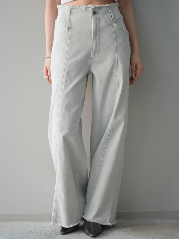 [予約]センターステッチストレッチカットオフデニムパンツ/gray