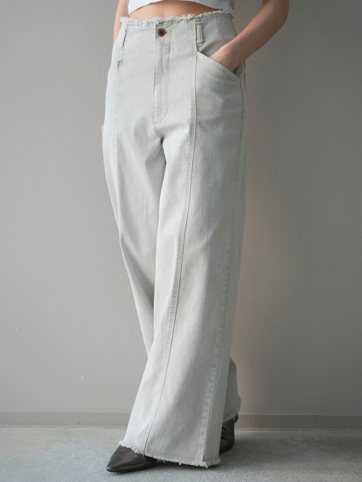 [予約]センターステッチストレッチカットオフデニムパンツ/gray