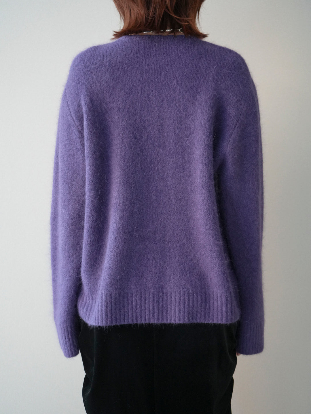 [予約]くるみボタンニットカーディガン/purple